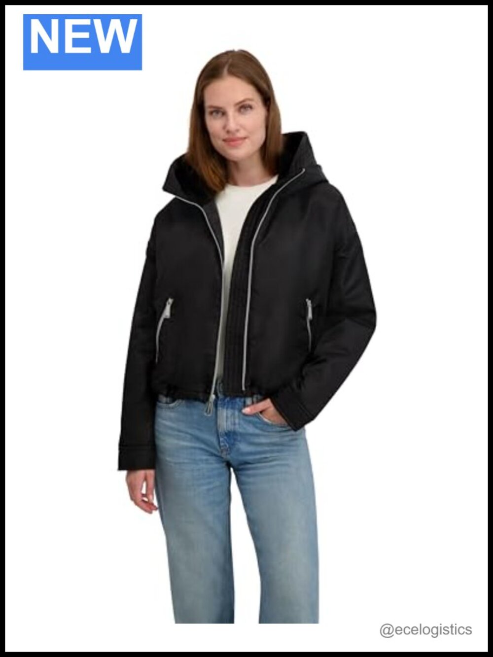 Sherpa-lined Cropped Windbreaker Jacket Wind & Water Resistant Nylon